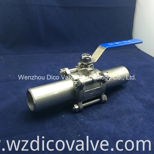 DICO Equipo y componentes Industrial CF8/CF8M End de soldadura a tope con tubería extendida Válvula de bola de 3 piezas